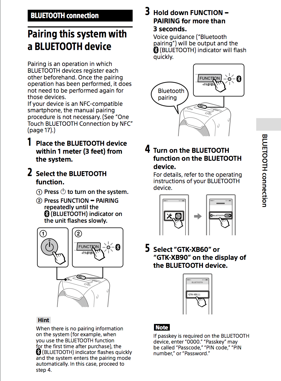 sony gtk xb60 pairing